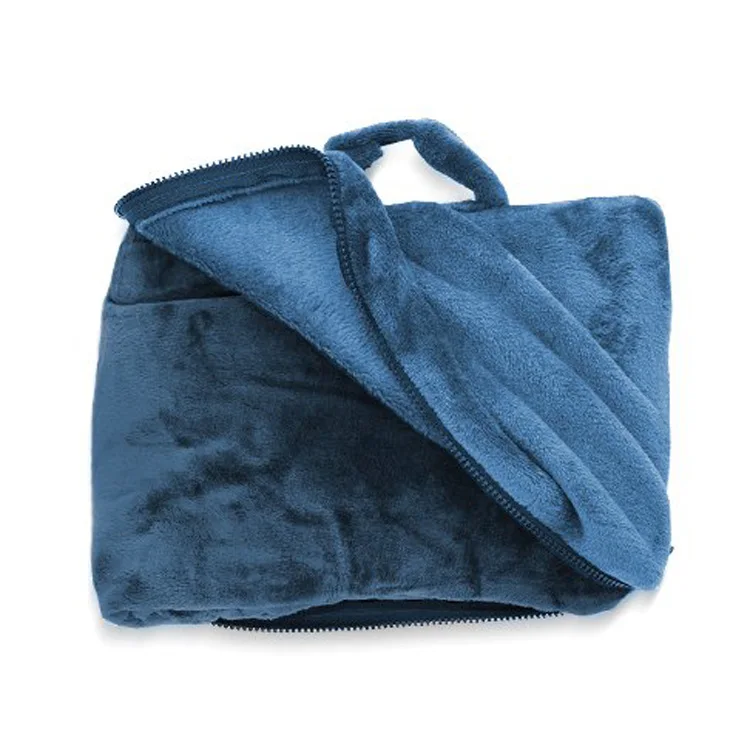 Fleece 2 In 1 Pillow Travel Blanket Soft Foldable Custom Airplane