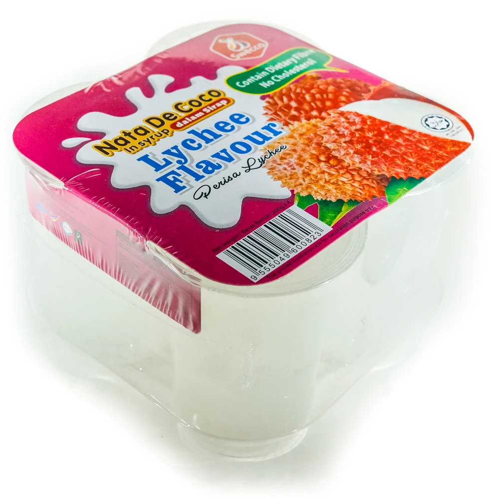 
ODM/OEM Malaysia Halal ISO 200g x48 PP Cups Delicious Lychee Syrup Nata de Coco 