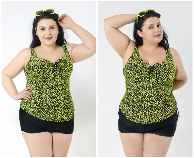 African Leopard Print Swimwear Fabric Women Sexy Front Kont Plus Size