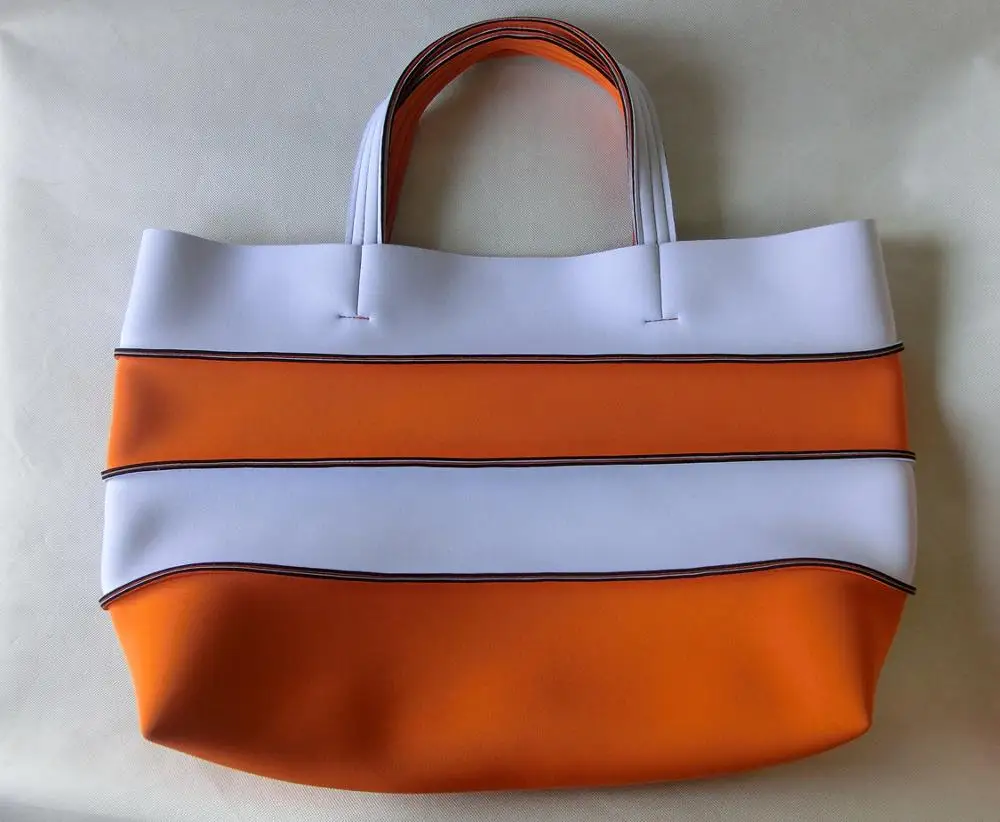 striped neoprene tote bag