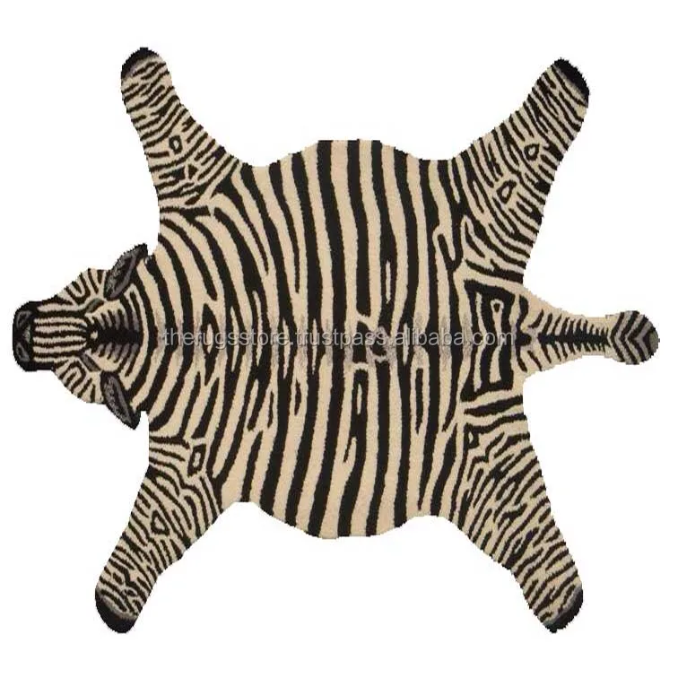 Zebra Skin Shape Hand Tufted Wool Area Rugs Animal Shaped Zebra Skin Shape Hand Tufted Wool Area