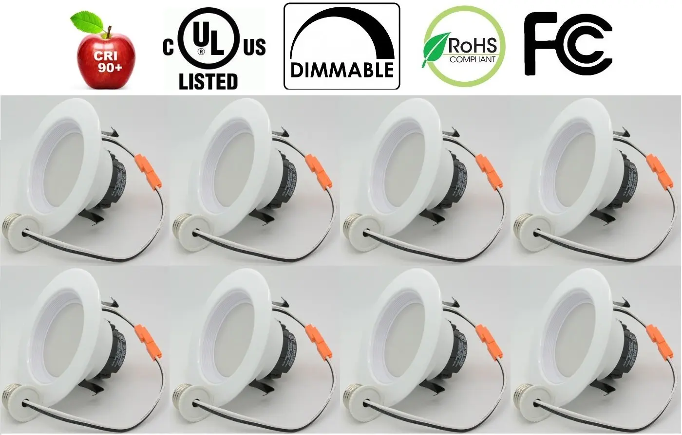 8-Pack, 3000K Soft White, Beveled Trim 90 CRI UL-Listed CEC JA8 Title 24 Compliant Bioluz LED 4/” LED Retrofit Recessed Light 65W Equivalent Using 10W 700 Lumen Dimmable
