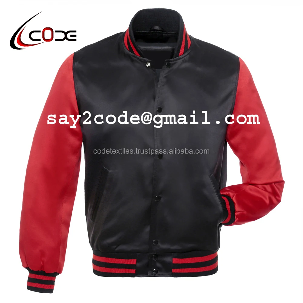 Wholesale Satin Varsity Jacket Custom Made Men Silk Jackets Satin Bomber Jacket Custom 