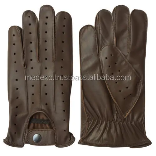 Mens Leather soft Driving Gloves Retro style Top quality Comfort Chauffeur