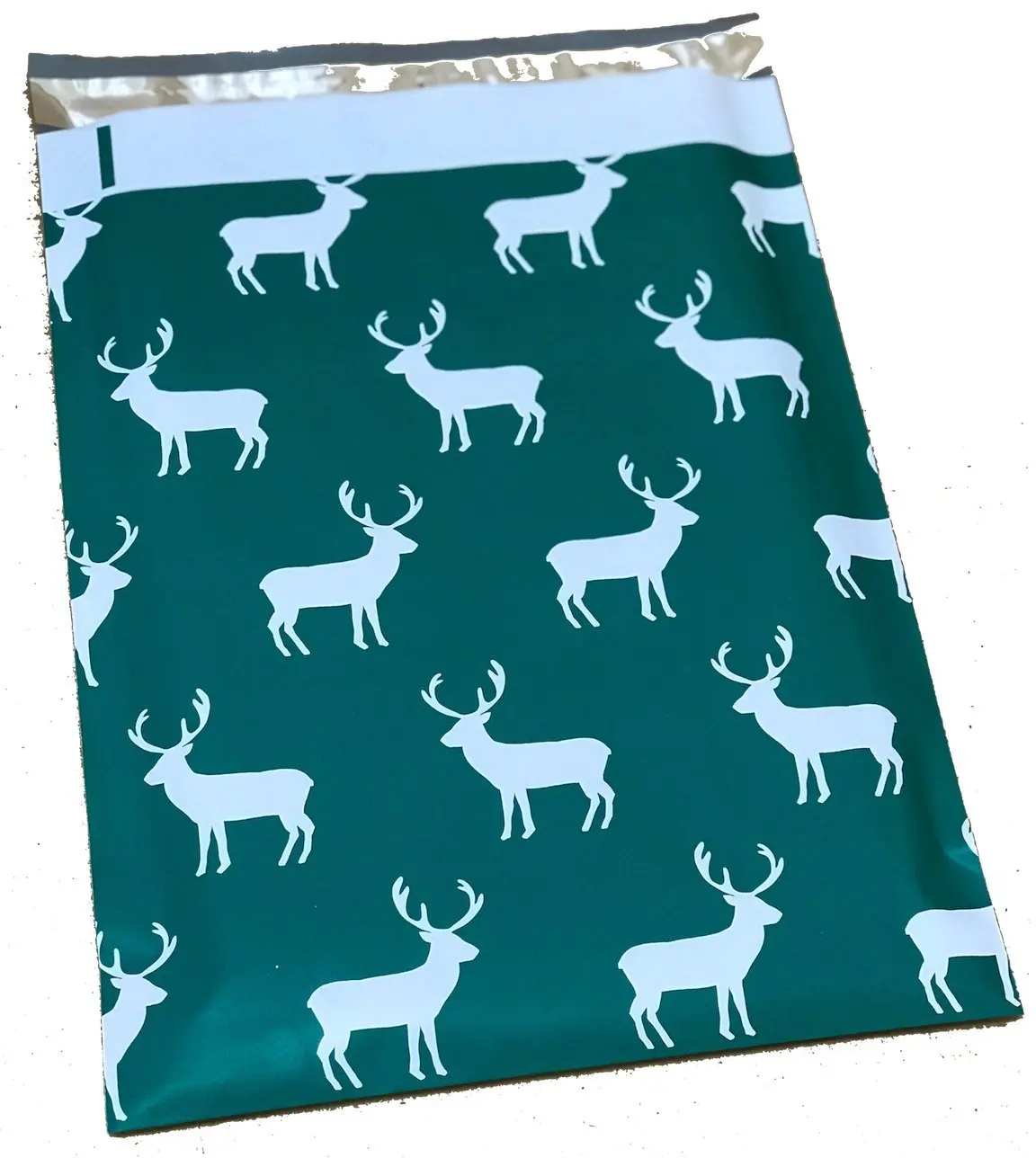 Poly Mailers Deer Designer Poly Mailers Custom Bags Green & White Shipping Envelopes Plastic Bags #SmileMail (100 10x13)