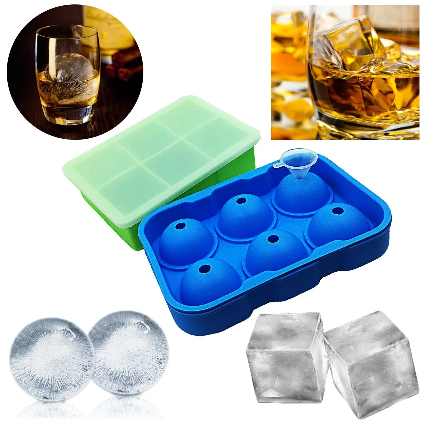 Silicone Ice Sphere Tray Without Dilution-Green 4.5cm Ice Balls Enjoy ...