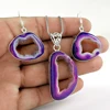 Antique dead gemstone druzy jewelry set 925 earrings pendant sterling silver jewelry set suppliers handmade jewelry set