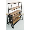 FOLDING WOODEN DINING TABLE, VINTAGE BOOK SHELF, MODERN INDUSTRIAL LIVING ROOM FURNITURE