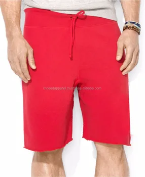 mens red fleece shorts