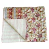 Beautiful vintage kantha quilt wholesale floral pattern queen size bedspread ethnic gudri