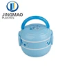 Good Quality 2 Layers Round Shape Portable Compact Food Warmer Plastic Lunch Box With Spoon Set