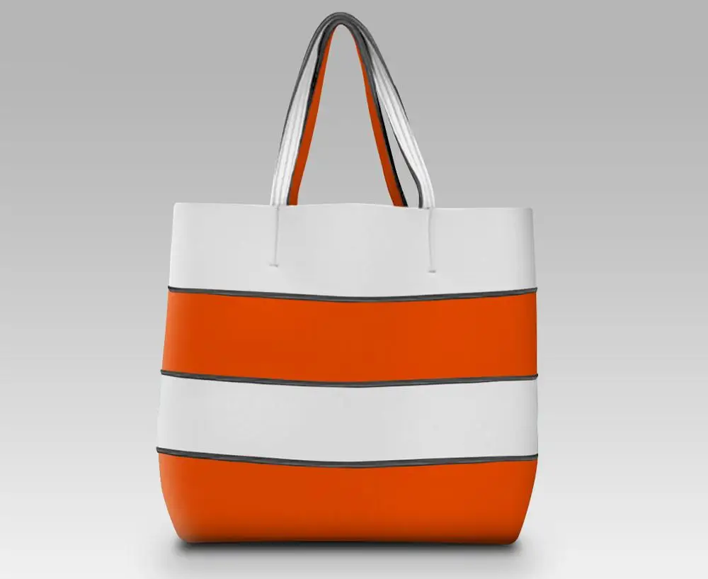 striped neoprene tote bag