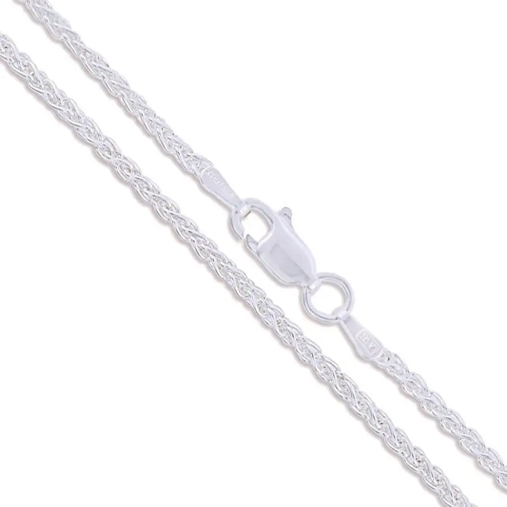 Sterling Silver Wheat Chain 1.5mm 1.9mm 2.6mm 3.4mm 4.4mm 5.1mm 6mm 8mm Solid 925 Italy New Foxtail Spiga Necklace