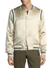 Men's Ball Striped-Trim satin Silk Bomber Jacket