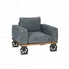 Industrial Denim Sofa, Antique Fabric sofa with wheels, Denim Single Seater Sofa