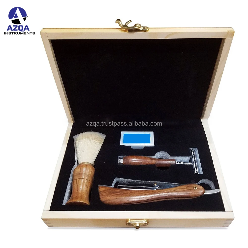 Men's Shaving Wooden Box Kit Barber Shaving Kit Straight Manual Shaving