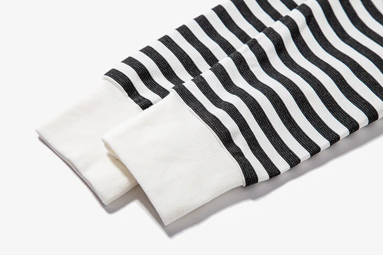 2019 OEM ODM Yarn Dyed Striped Long Sleeve T Shirt Men with 3D Embroidery