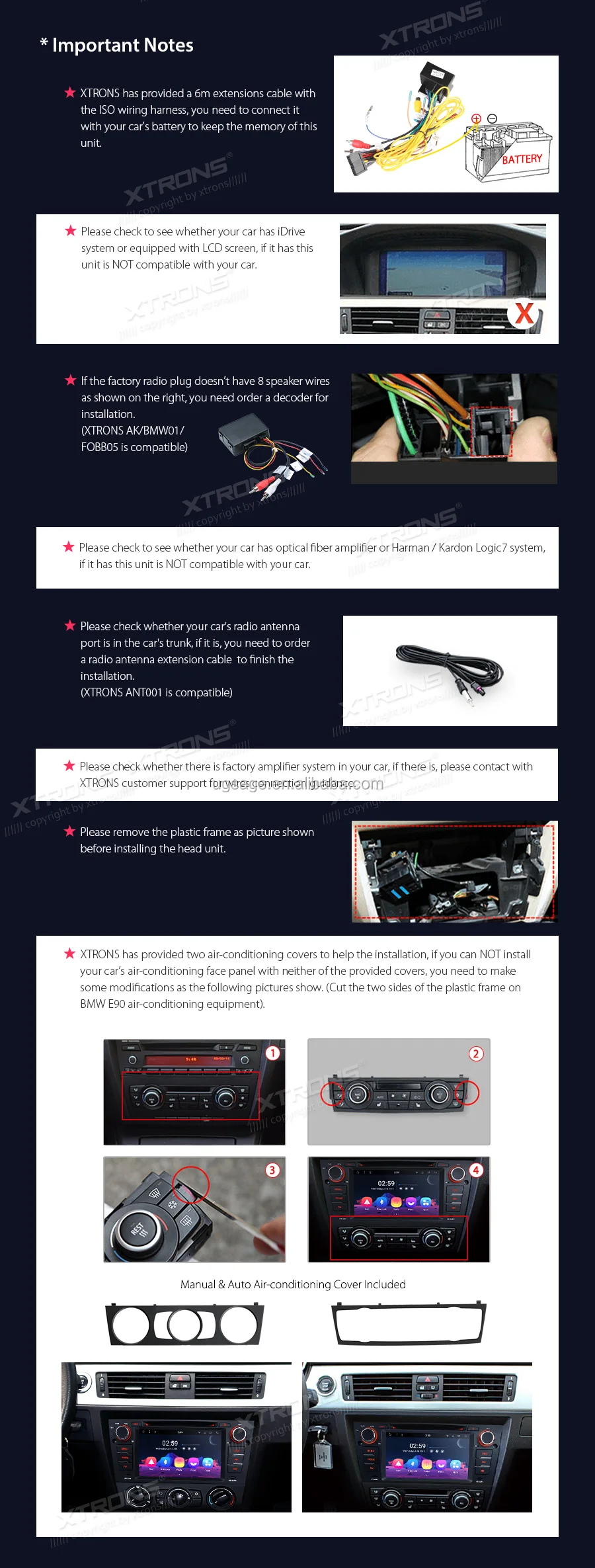 Xtrons 7" 1024x600 Octa Core Android Car Mp5 Player For Bmw E90 E91 E92