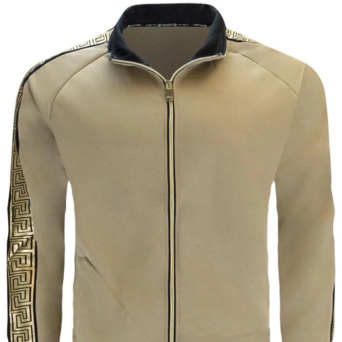 NEW Men Fleece Sweatsuit Tribal Gold Foil Track Suit Jacket Hooded Long Sleeve