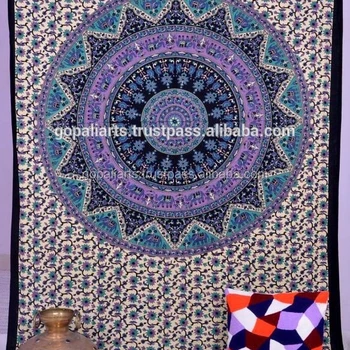 Indian Elephant Mandala Wall Tapestries Throw Bohemian Gypsy Throw