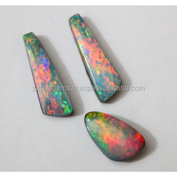 Natural Colorful Fire Australian Boulder Opal Doublet Cabochon Superb