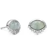 latest ladies jewelry 925 sterling silver Aquamarine cubic zircon pave brilliant cut gemstone stud earrings