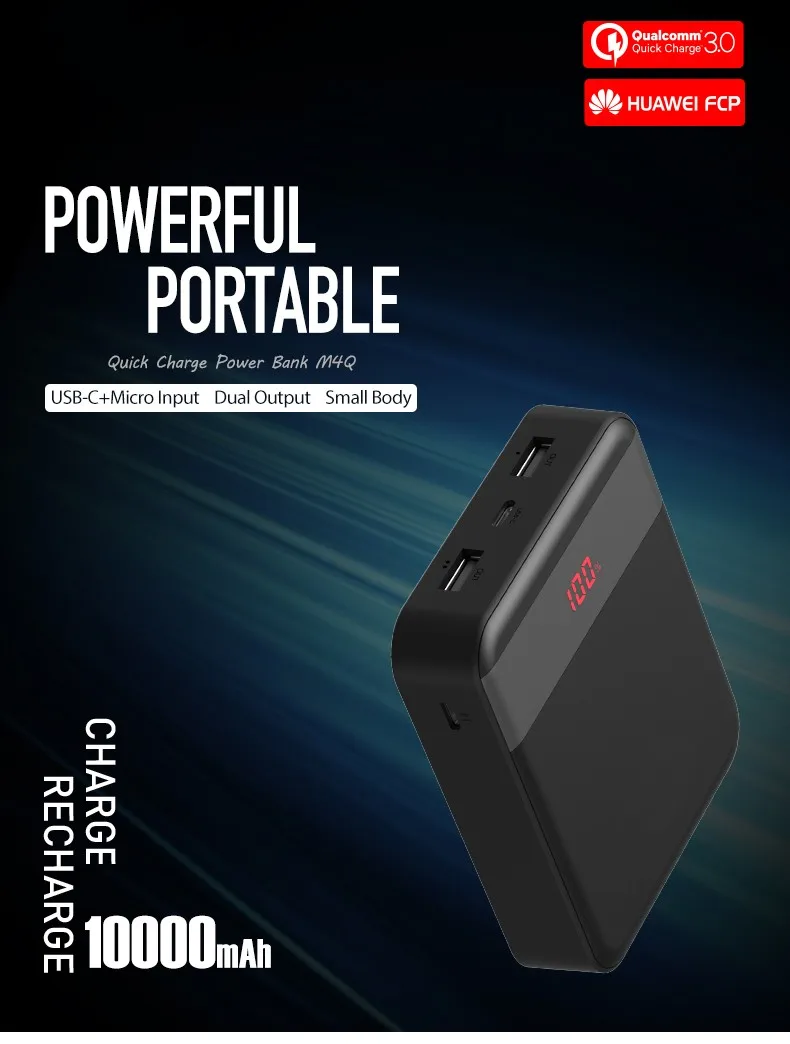 10000 Mah 3.0 Quick Charge Power Bank M4q Buy Powerbank,Mobile Power