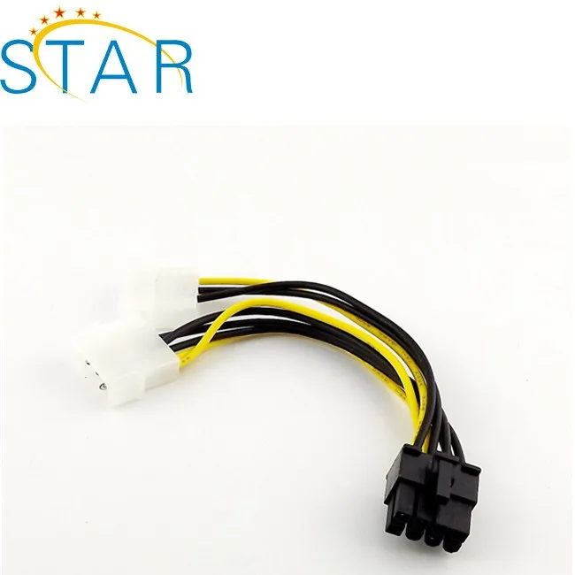 Dual 4 Pin Molex Ide To 8 Pin Pcie Express Video Card Power Adapter