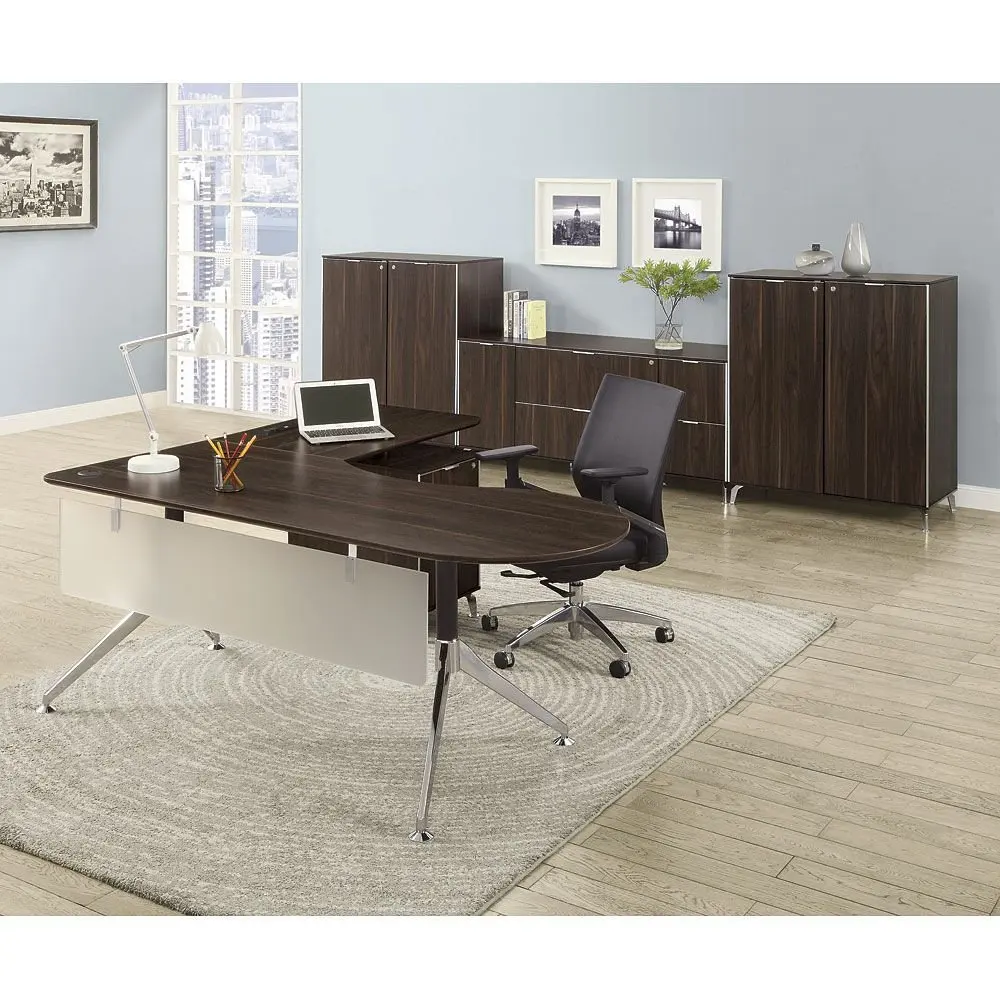 Walnut Executive Desk Find Deals On Executive L Desk Suite Dark Walnut Laminate Top Acrylic Modesty Panel Black And