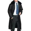 Men's Fashion Clothing Long Button Leather Coat
