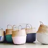 Zigzag Seagrass Laundry Basket/ Handwoven seagrass storage basket