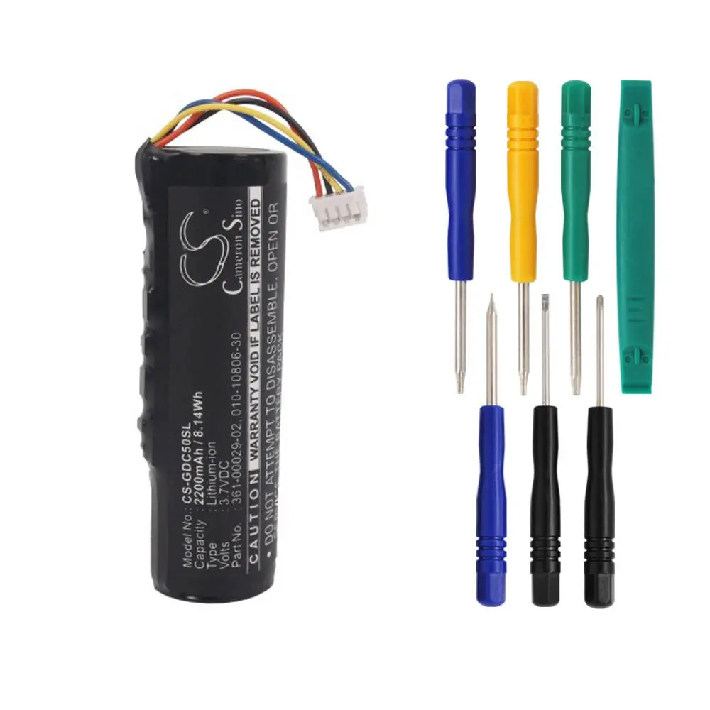 Cameron sino 2200mAh Li-ion Rechargeable Battery 361-00029-02 Replacement For Garmin DC50 Dog Tracking Collar, Alpha, TT10 Dog Device With Tools Kit