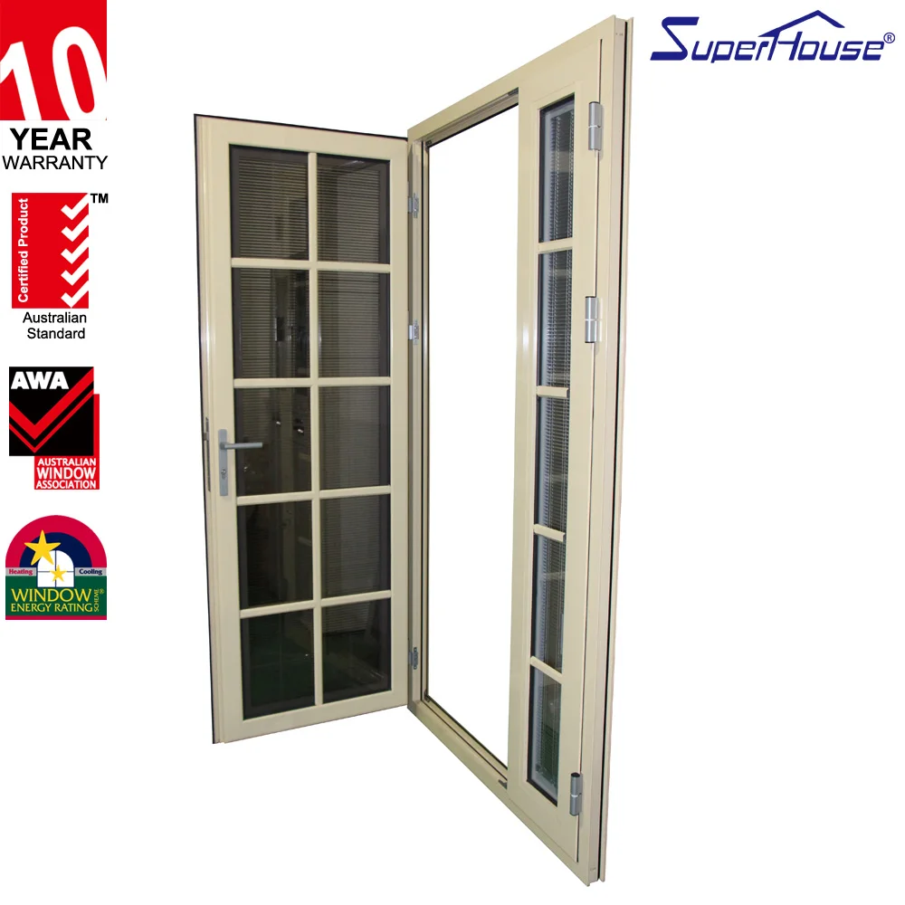 soundproof aluminium french patio doors double glazed  colonial style