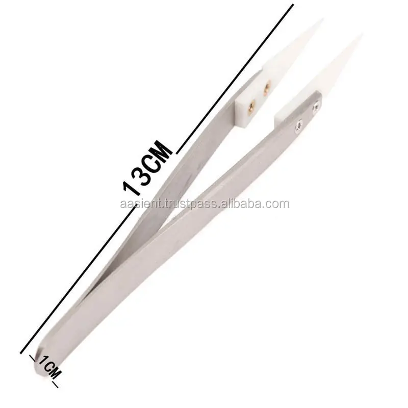 Ceramic Tipped Stainless Steel Tweezers Fine Pointed Tip Heat Resistant FO 
