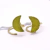 Naturral yellow agate druzy gemstone gold plated moon shape Gemstone Ring