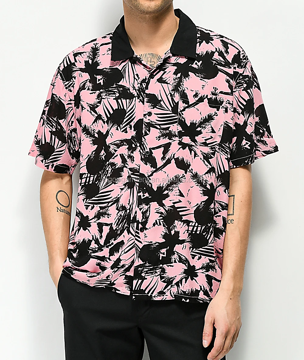 Camisa Hawaiana Rosa De Secado Con Bolsillo En El Pecho,Camisa Para Vacaciones,Color Dos Tonos,Venta Al Por Mayor - Buy Camisa Vacaciones De Dos Hawaiana Rosa De Secado Rápido,Camisa