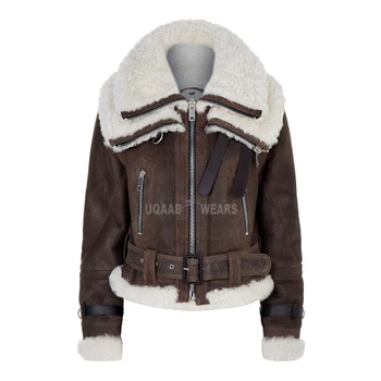 ladies sheepskin aviator jacket