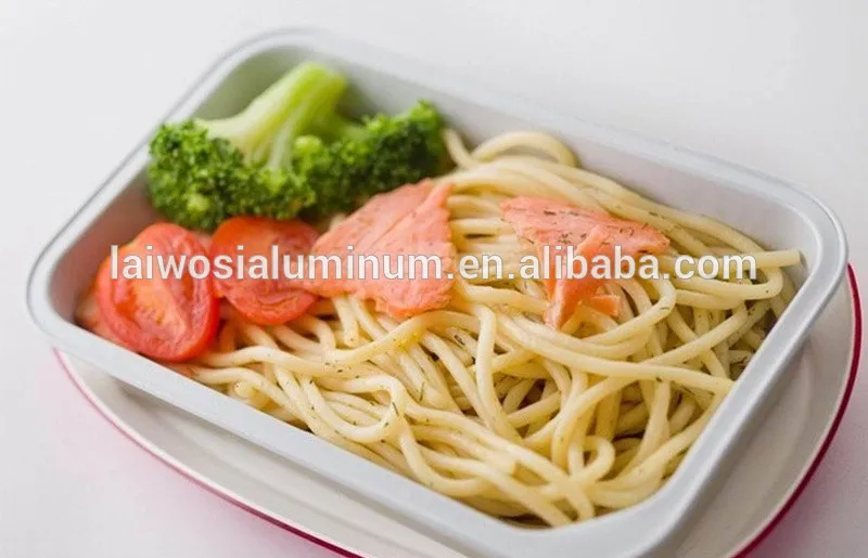 Disposable Aluminum Foil Airline Food Packing Container With Colorful Lids