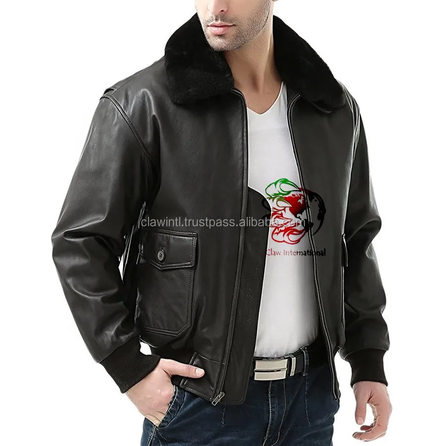 Cl-502 Mens Real B7 Flight Aviator Leather Coat Shearling Skin Hooded ...