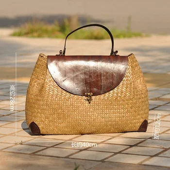 woven bags with leather handles