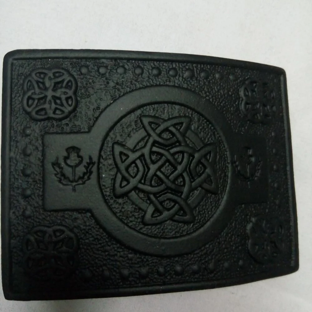 SCOTTISH THISTLE ANTIQUE BLACK DESIGN KILT BELT BUCKLE