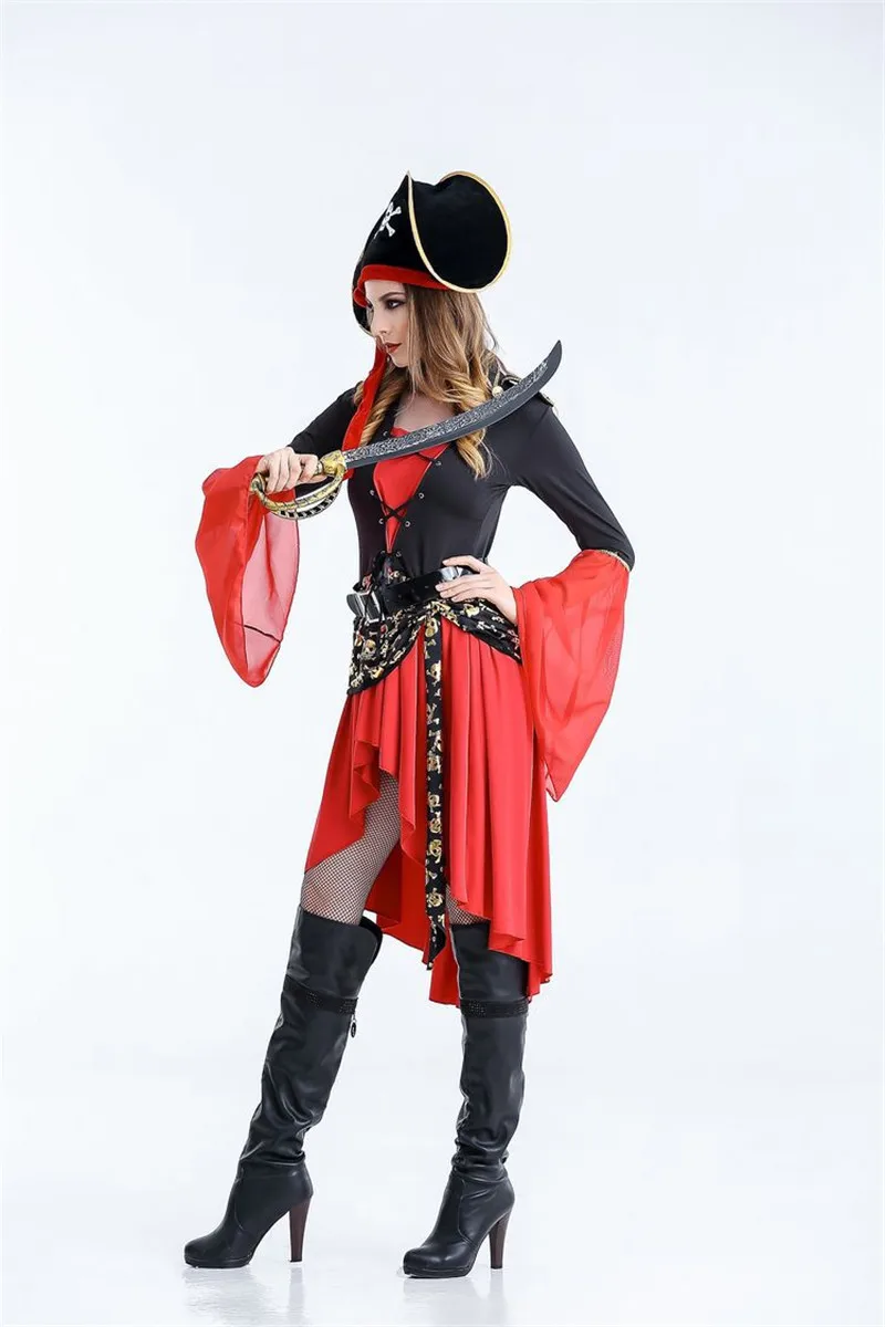 Ms Pirate 성인 코스프레 섹시한 레드 스트라이프 쇼 해적 의상 여성 파티 드레스 Buy 해 적 마치 남자들 한복할로윈 마치 남자들 한복 대 한 해 적 성인 9140