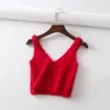 Women's solid color yarn Ladies Sexy V-neck sling feather sling vest top