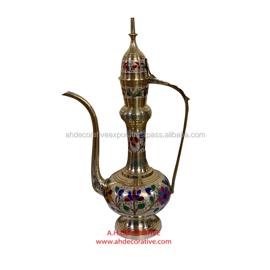 Traditional Indian Made Brass Arabic Aftaba Drinkware Pitcher At