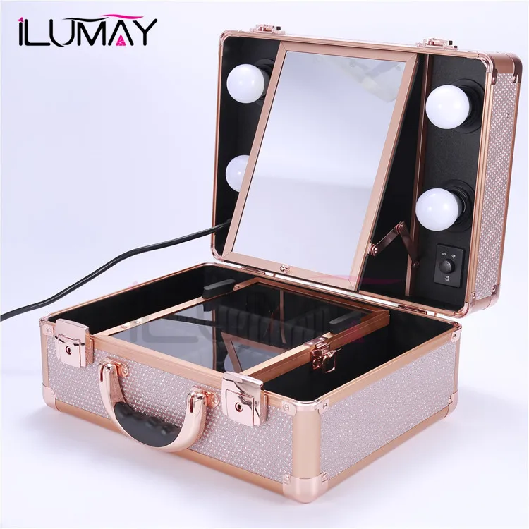 Ilumay Small Led Makeup Train Case / Lighted Travel Portable Cosmetic ...
