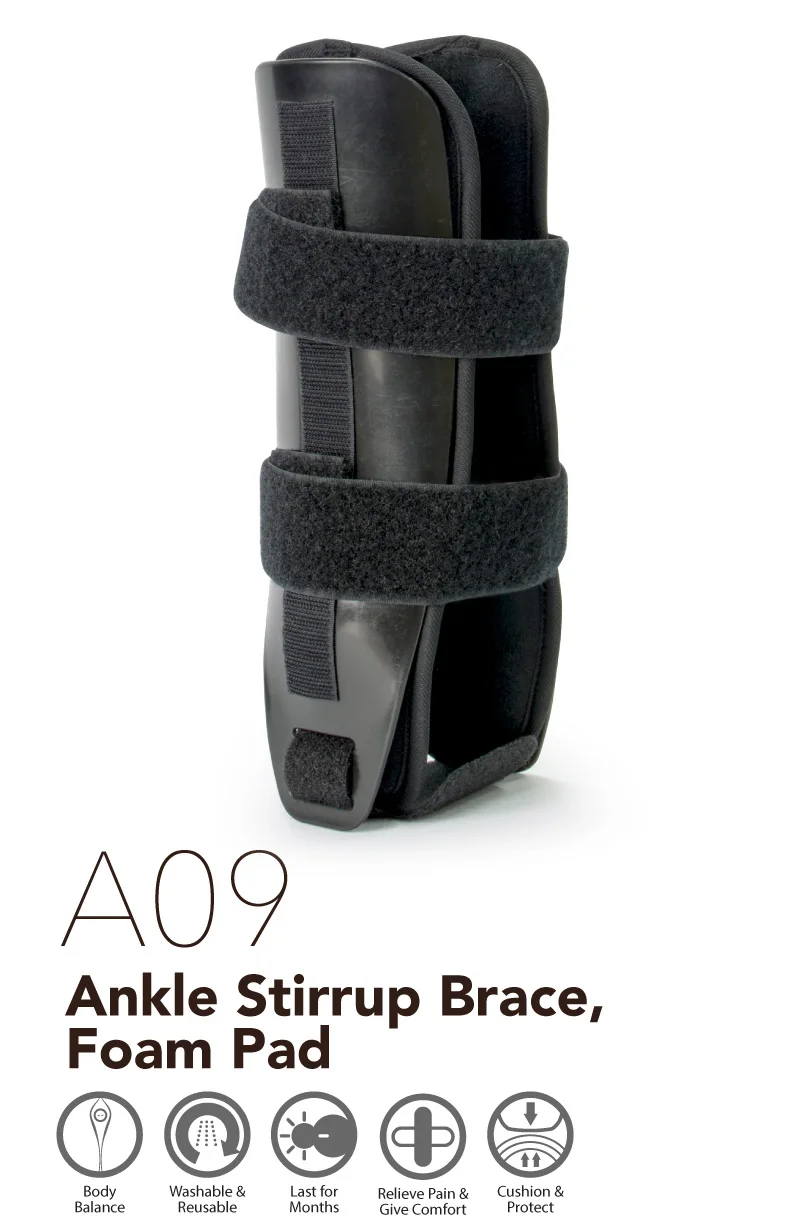 Adjustable Rigid Black Joint Pain Relief Stirrup Ankle Brace Support
