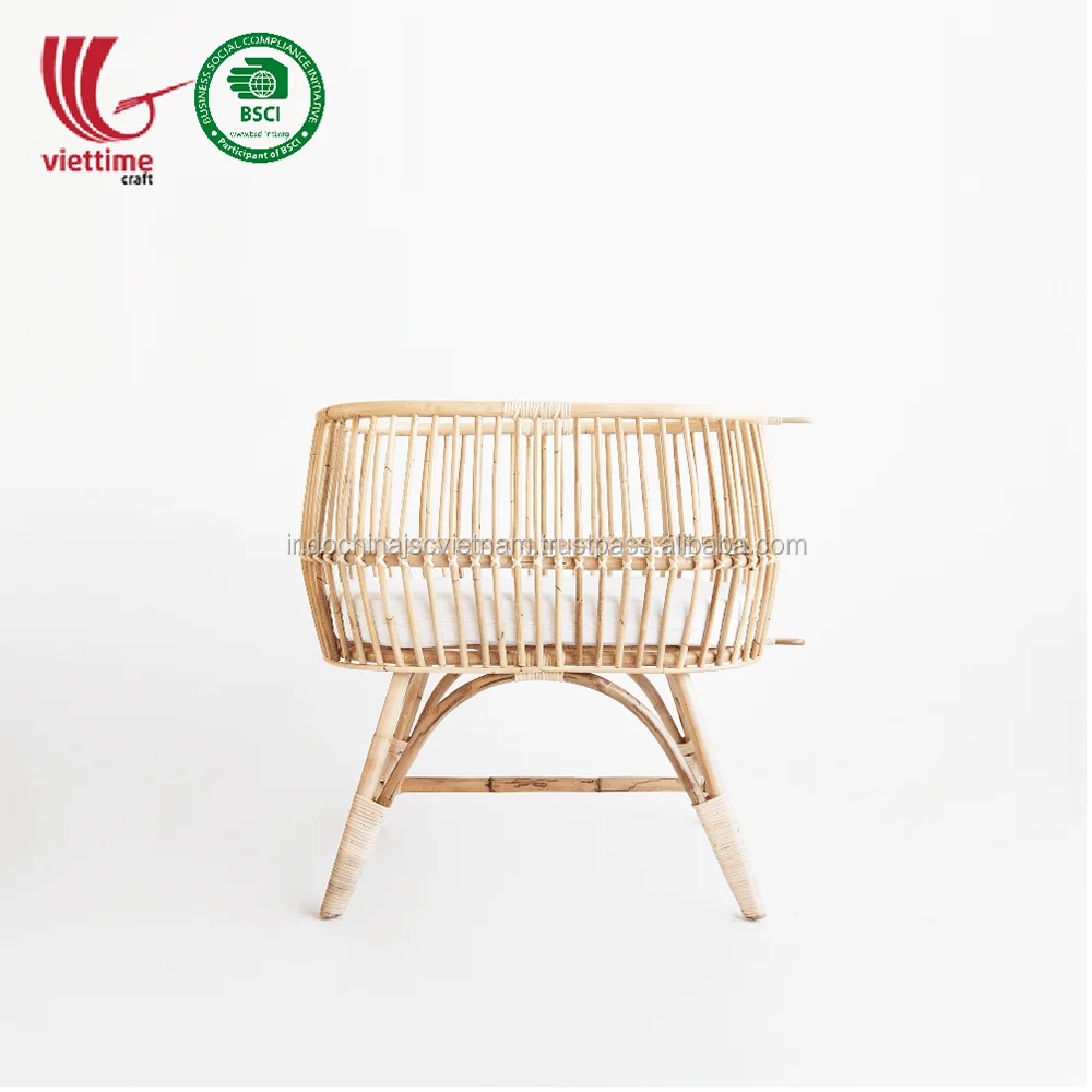 New Design Vintage Rattan Baby Crib Rattan Cradle Made In