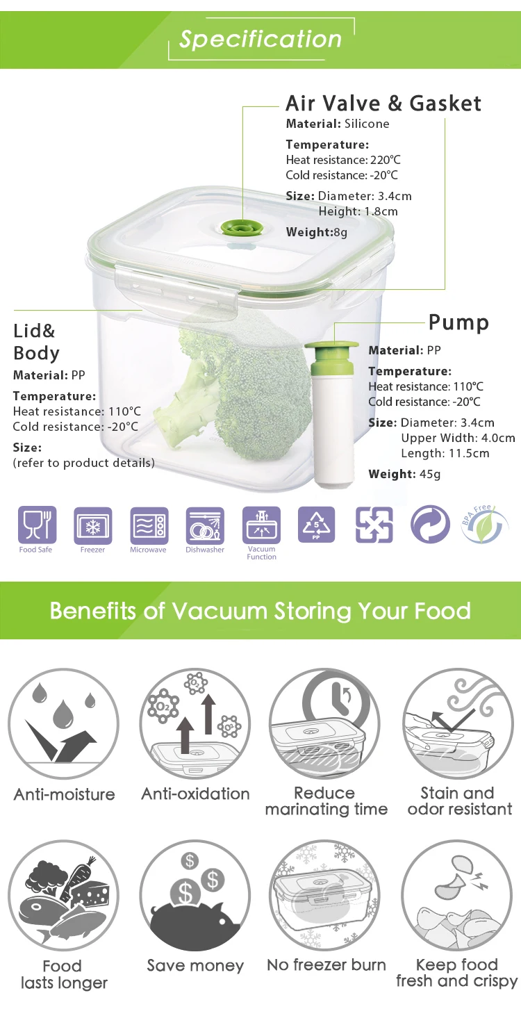 Airtight Food Storage Containers with Manual Pump