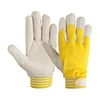 Golden Cow Grain Leather Driver Gloves Wing Thumb Shirred Elastic Back Work