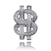 Hot Sale CZ Zircon Silver Plated Hipping Hollow Inlay Big $ Dollar Sign Symbol Men's Ring